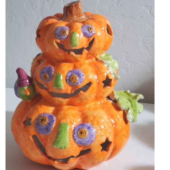 Stacked Halloween Pumpkin Decoration ~Vintage~ - Picture 6 of 8